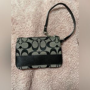 Black / gray coach wristlet with black strap